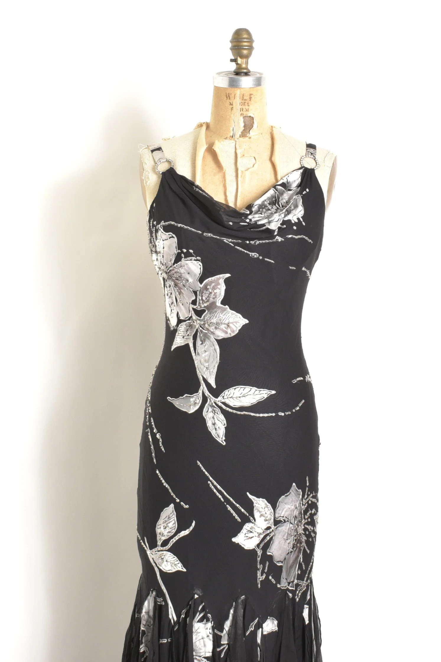 Y2K Diane Freis Green Silk Asymmetrical Halter Dress-M/L — La